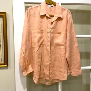 Peach long sleeve linen bottom down top